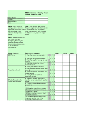 ESD Benchmarks of Quality Scoring Form