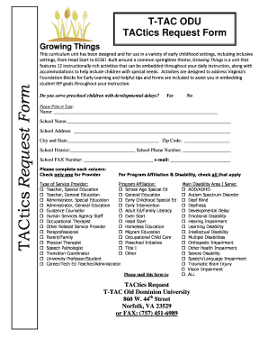 T-TAC Growing Things Curriculum Request Form
