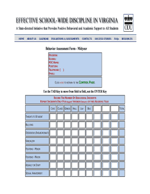 Behavior Assessment Form - Midyear