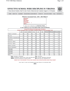 Behavior Assessment Form