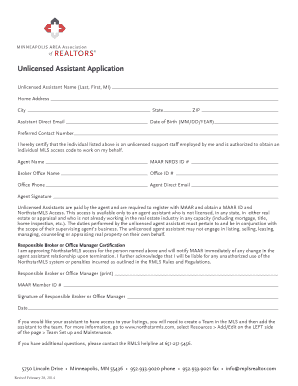 Unlicensed Assistant Application