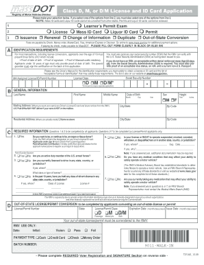 Massachusetts Driver's License and ID Card Application