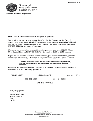 New York Senior Citizen Partial Tax Exemption Affidavit