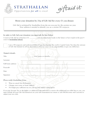 UK Gift Aid Declaration Form