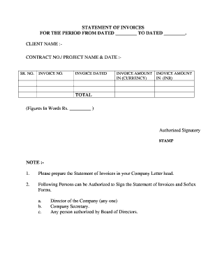 Statement of Invoices