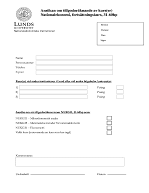 Application for Credit Transfer