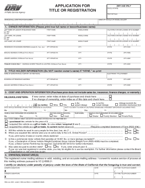 California DMV Vehicle Title Application