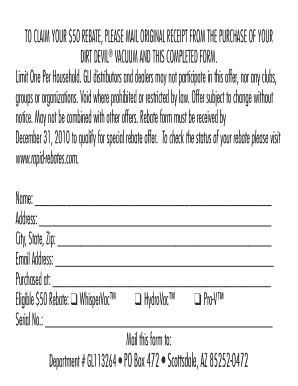 Dirt Devil Vacuum Rebate Form