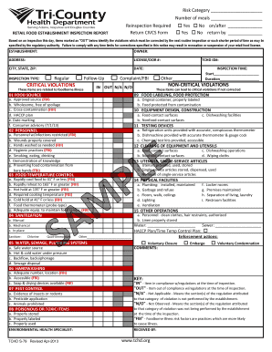 Retail Food Establishment Inspection Report