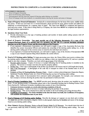 LP Decking and Railing Claim Form