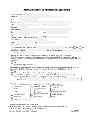 InfraGard Domestic Membership Application