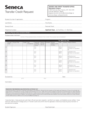 Transfer Credit Request Form