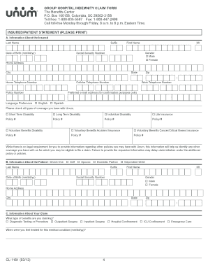 Group Hospital Indemnity Claim Form