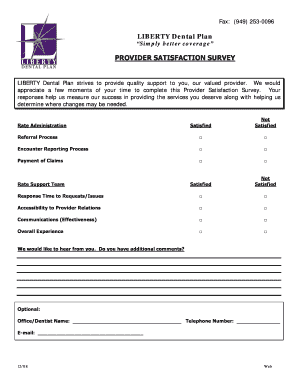 Liberty Dental Plan Provider Satisfaction Survey