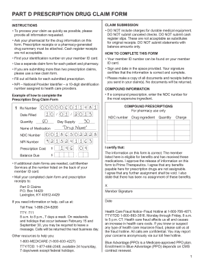 Part D Prescription Drug Claim Form