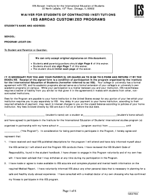 IES Abroad Waiver for Students of Contracted Institutions