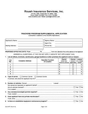 Truckers Program Supplemental Application