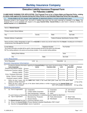Berkley Insurance Fiduciary Liability Proposal Form
