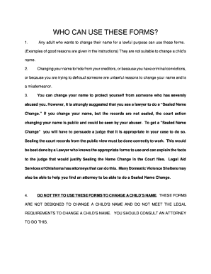 Oklahoma Adult Name Change Forms