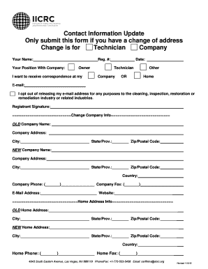 Contact Information Update Form