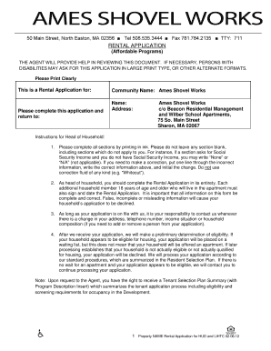 Rental Application for Affordable Housing Programs