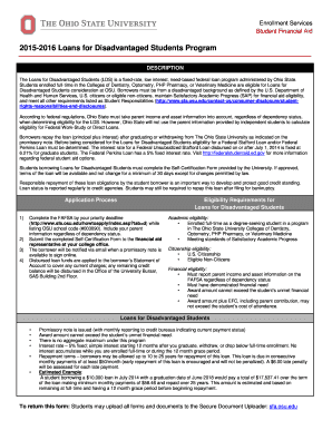 Loans for Disadvantaged Students Application