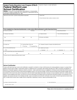 Federal Stafford Loan School Certification
