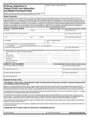 Federal PLUS Loan Endorser Addendum