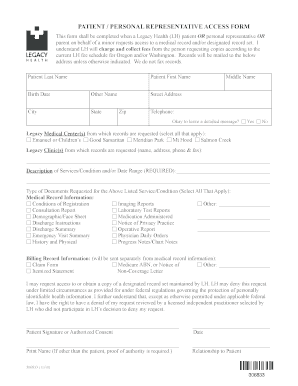 Patient/Personal Representative Access Form