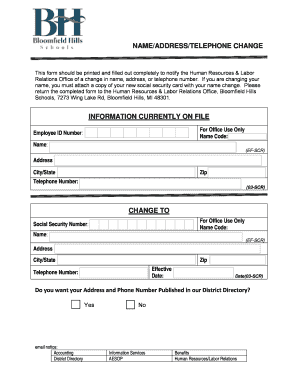 Employee Information Change Form