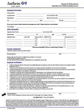 Request for Reimbursement Dependent Care Flexible Spending Account