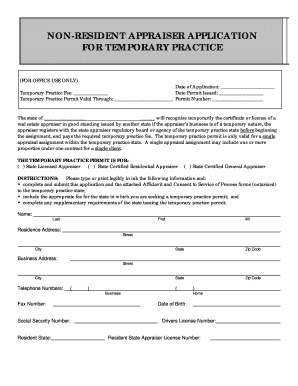 Non-Resident Appraiser Temporary Practice Application