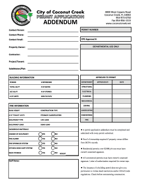 Coconut Creek Building Permit Addendum
