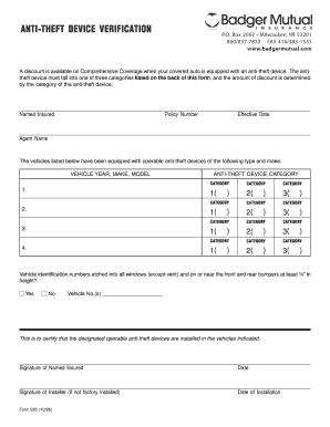 Anti-Theft Device Verification Form