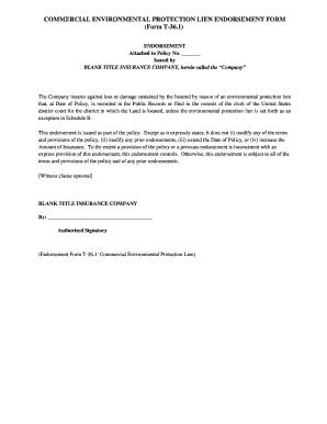 Commercial Environmental Protection Lien Endorsement Form