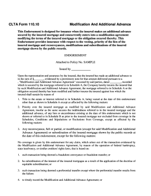 CLTA Form 110.10 Modification And Additional Advance