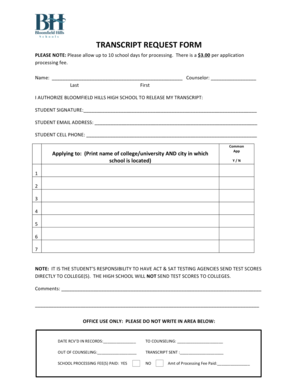 Transcript Request Form