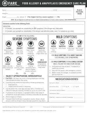 Food Allergy Action Plan