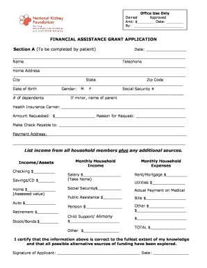 Financial Assistance Grant Application