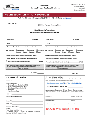 ISSA INTERCLEAN 2015 Guest Registration Form