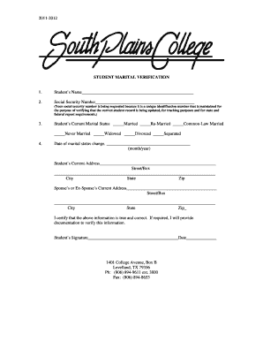 Student Marital Verification Form