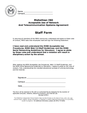 Midlothian ISD Staff Acceptable Use Agreement