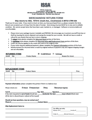 Merchandise Return Form