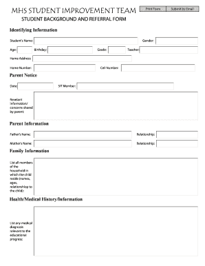 Student Improvement Team Referral Form