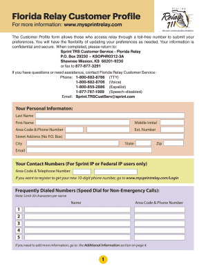 Retainer agreement sample - Florida Relay Customer Profile - FTRI - ftri