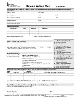 Seizure Action Plan