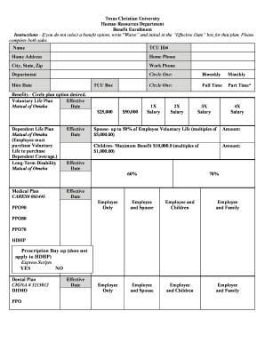 TCU Employee Benefits Enrollment Form