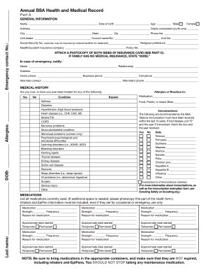 Boy Scouts of America Medical Form