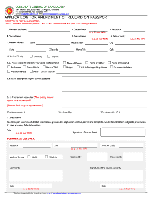 Bangladesh Passport Amendment Application