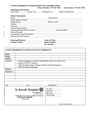 Sleep Disorder Center Outpatient Order Set